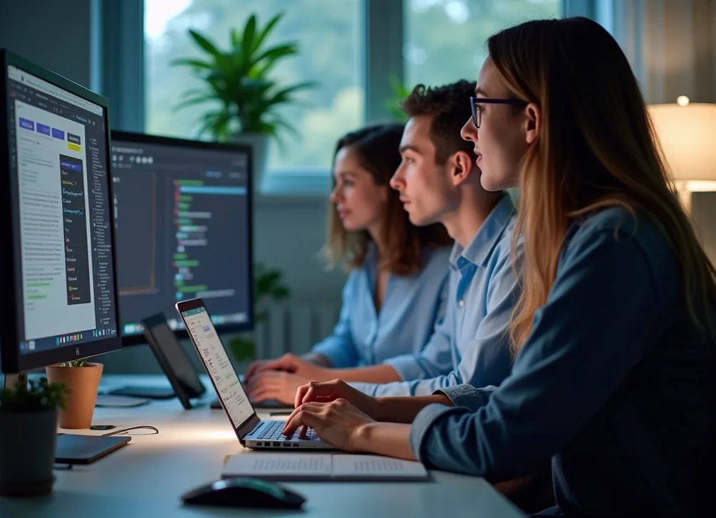 Web development team collaborating